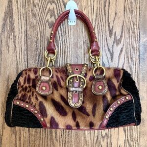 ❤️Nine West❤️vintage style Leopard Print Top-Handle Handbag